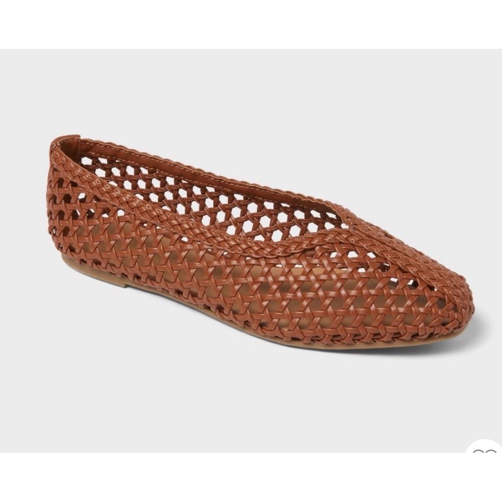 Universal Thread Woven Ballet Flats 7 Brown Cognac Lattice Slip On new mesh